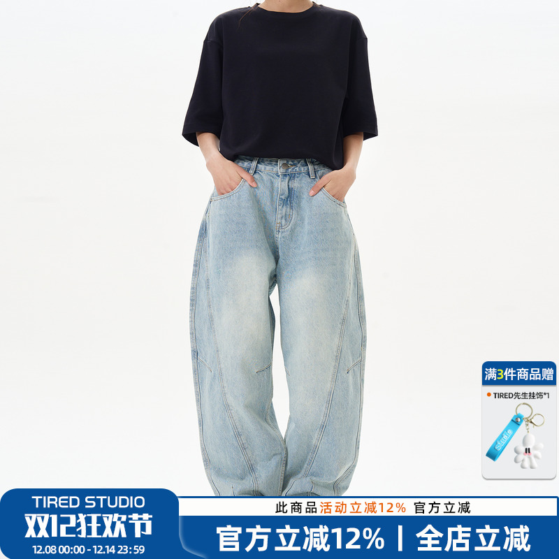 TIRED宽松直筒休闲牛仔裤