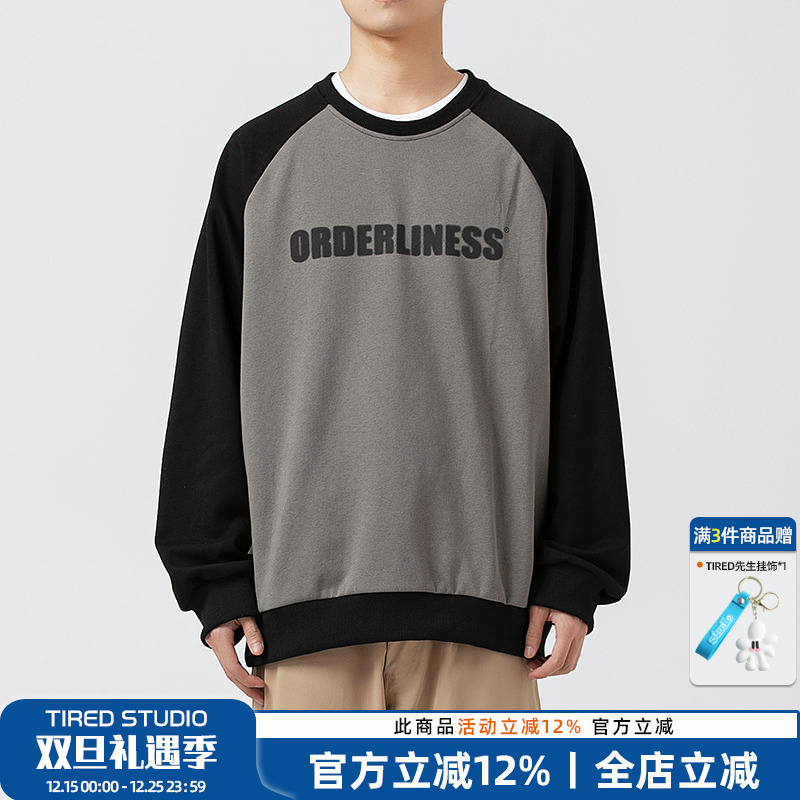 字母印花单行者套头圆领卫衣