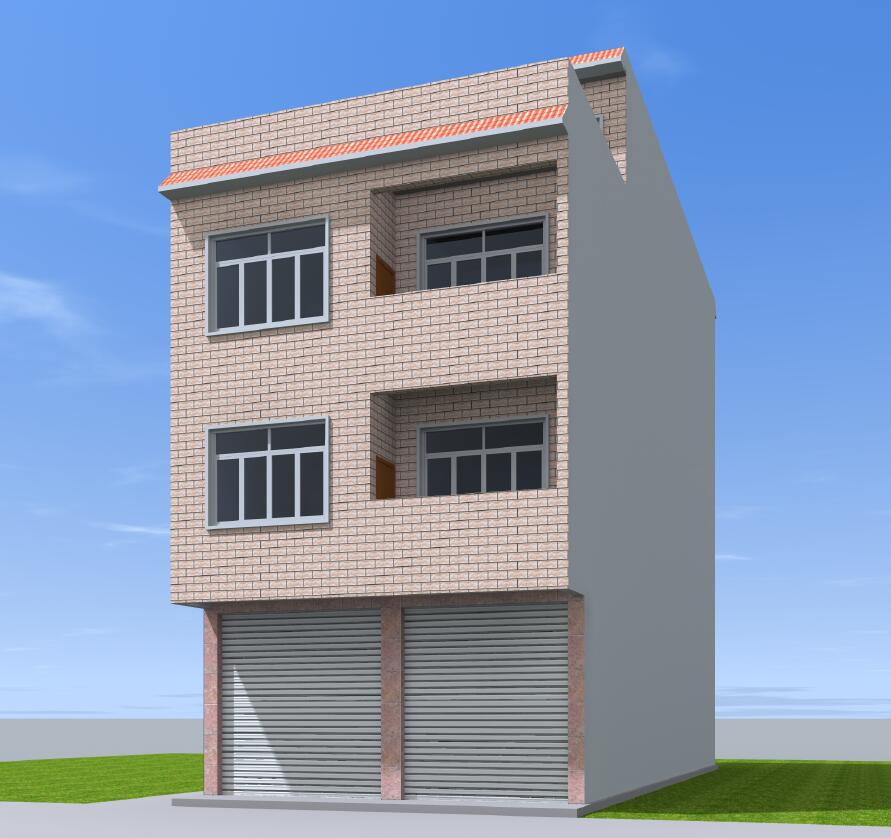 7.7x19.3 三层半临街商铺住宅建方案图纸建筑结构水电全套图纸