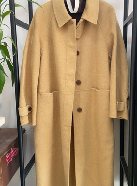 CMT1734S3637灰色断码双面呢混黄羊绒大衣黑长款纯色羊毛宽松特价