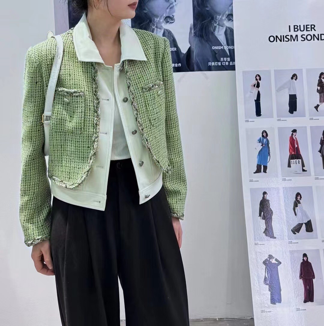 CMT断码织带拼接圆领粗花呢小香风外套女长袖直筒上衣清仓捡漏