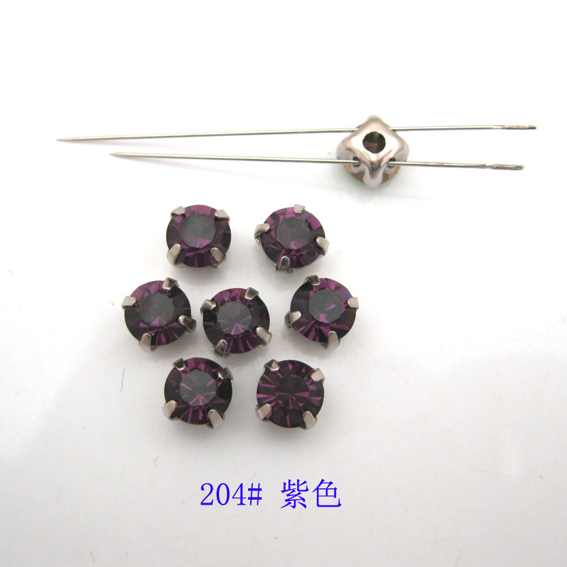 diy深紫色美甲手缝钻