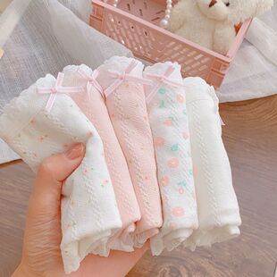 芬诗绮女士纯棉内裤7A抑菌少女内裤女抗菌学生中腰透气甜美三角裤