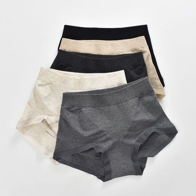 AUN 中腰提臀蜂窝无痕不卷边女士收腹内裤产后包臀收腰塑身三角裤