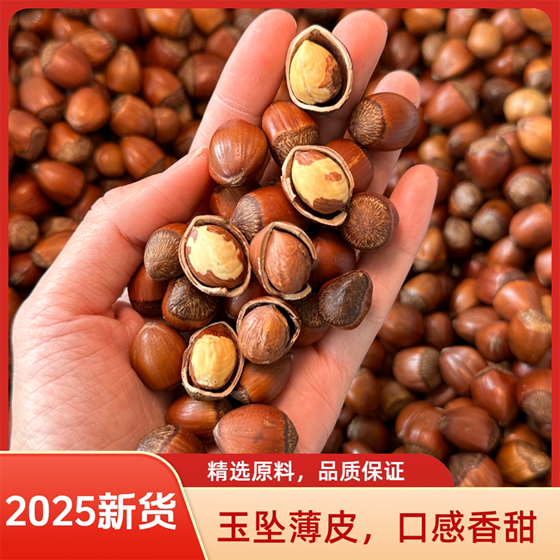老彭头2025年新货东北玉坠榛子铁岭开原纸皮毛榛子坚果零食炒货