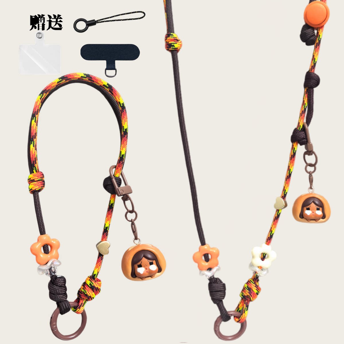 diy原创手工编织绳可调节斜跨手机挂绳泡泡萌粒ccd相机挂脖防丢绳