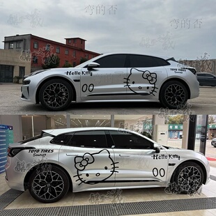 适用于极氪001Hello 001乐道L6卡通KT猫贴 Kitty车贴拉花蔚来ET5T