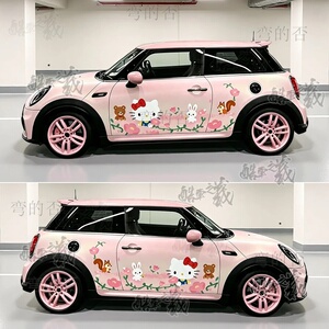适用于宝马MINI个性Hello Kitty特斯拉model3/Y可爱车身贴纸拉花