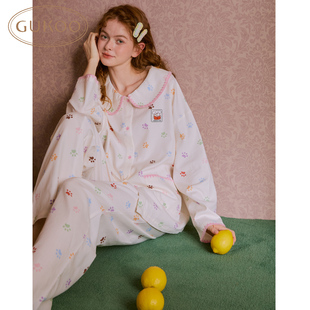 娃娃领可爱卡通家居服套装 果壳睡衣女冬季 可外穿 敬请期待