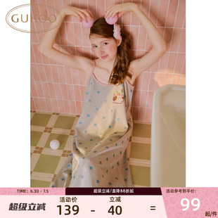 Gukoo/果壳无袖夏季轰轰小狗可爱女士家居睡裙吊带宽松显瘦可外穿