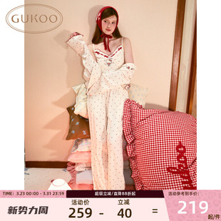 居家舒适女士睡衣套装 Gukoo 秋季 甜美新款 果壳睡衣kitty长袖