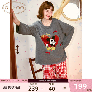家居服套装 新年红米奇卡通纯棉长袖 可爱风 果壳睡衣女冬季 Gukoo