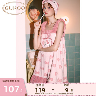 果壳浴裙女HelloKitty联名新款 Gukoo 吸水可爱浴室浴巾裙洗澡