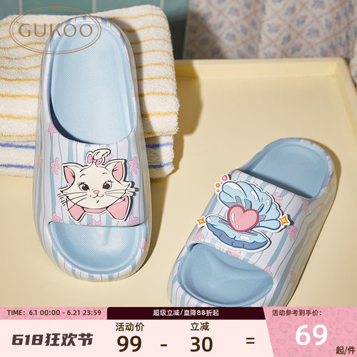 果壳卡通玛丽猫厚底一字拖女夏季