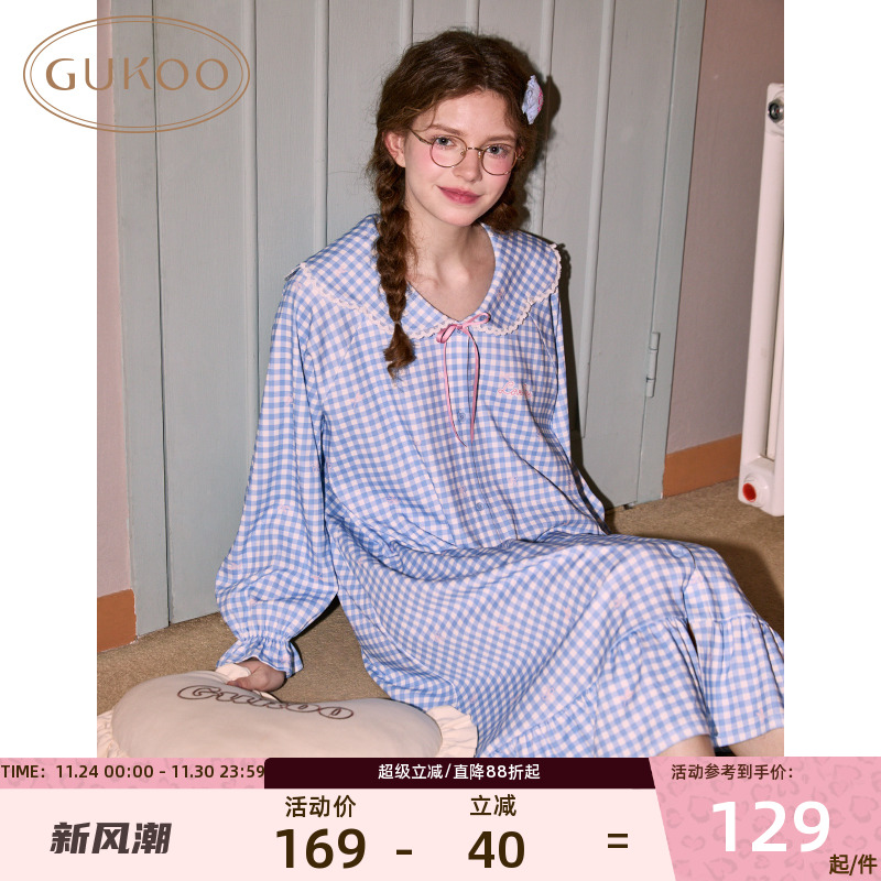 果壳新款长袖春秋格纹可外穿