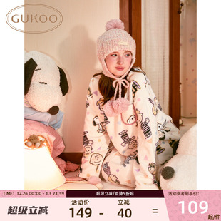 Gukoo 果壳睡裙史努比圆领满印宽松舒适女士家居服睡裙可外穿