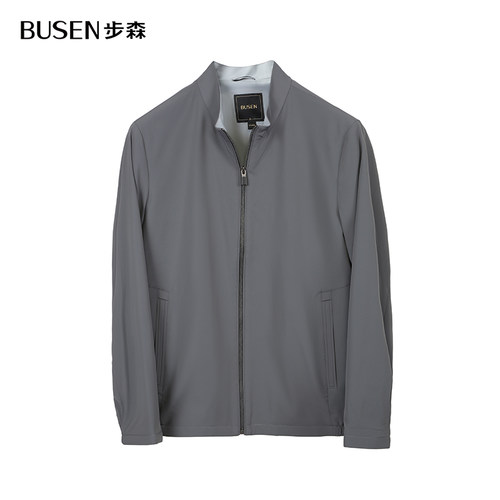 busen男士立领纯色夹克