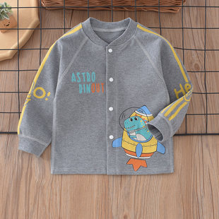 宝宝秋衣单件上衣春秋新款可外穿无骨纯棉a类婴幼儿女童男童开衫