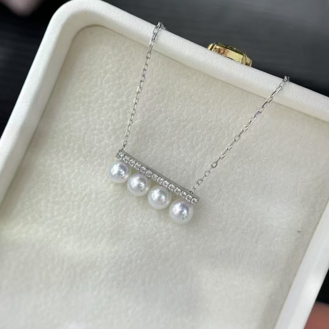 四珠平衡木极光淡水媲美纯银可抽拉颈链经典多戴款