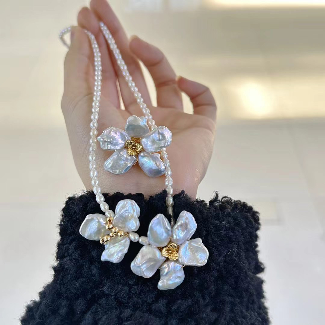 纯手工制作杨彩钰同款炫彩花瓣花朵锁骨链时尚气质花花项链颈链
