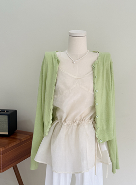 特价~绿色小清新韩版宽松显瘦百搭纯色针织开衫女毛衣外套上衣