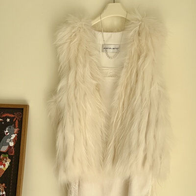 特价清仓米白色貉子毛编织马甲温柔百搭皮草上衣女