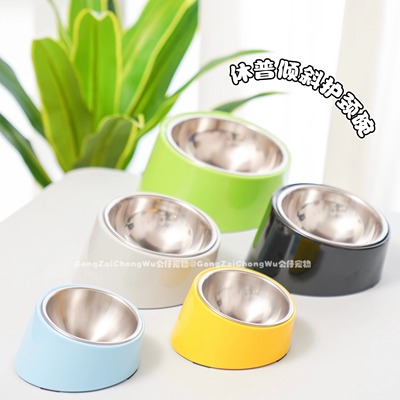 super休普防滑倾斜狗碗 宠物碗不锈钢狗碗猫碗狗食盆护颈斜口饭碗