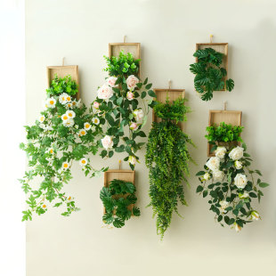 ins风仿真植物墙面装饰小雏菊挂件室内墙壁假花藤蔓电视背景遮丑