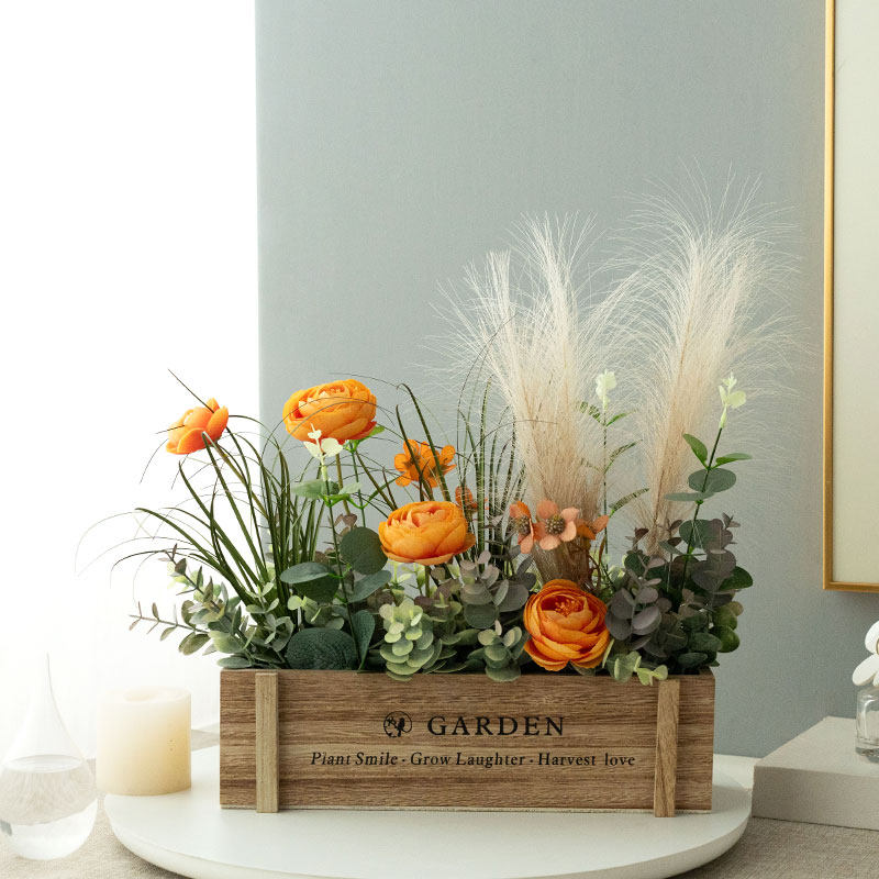 ins风仿真花假花木质花箱复古客厅餐厅阳台桌面高级落地装饰摆件,家居饰品,仿真花/假花,淘宝优惠券,粉丝福利购,淘宝优惠卷