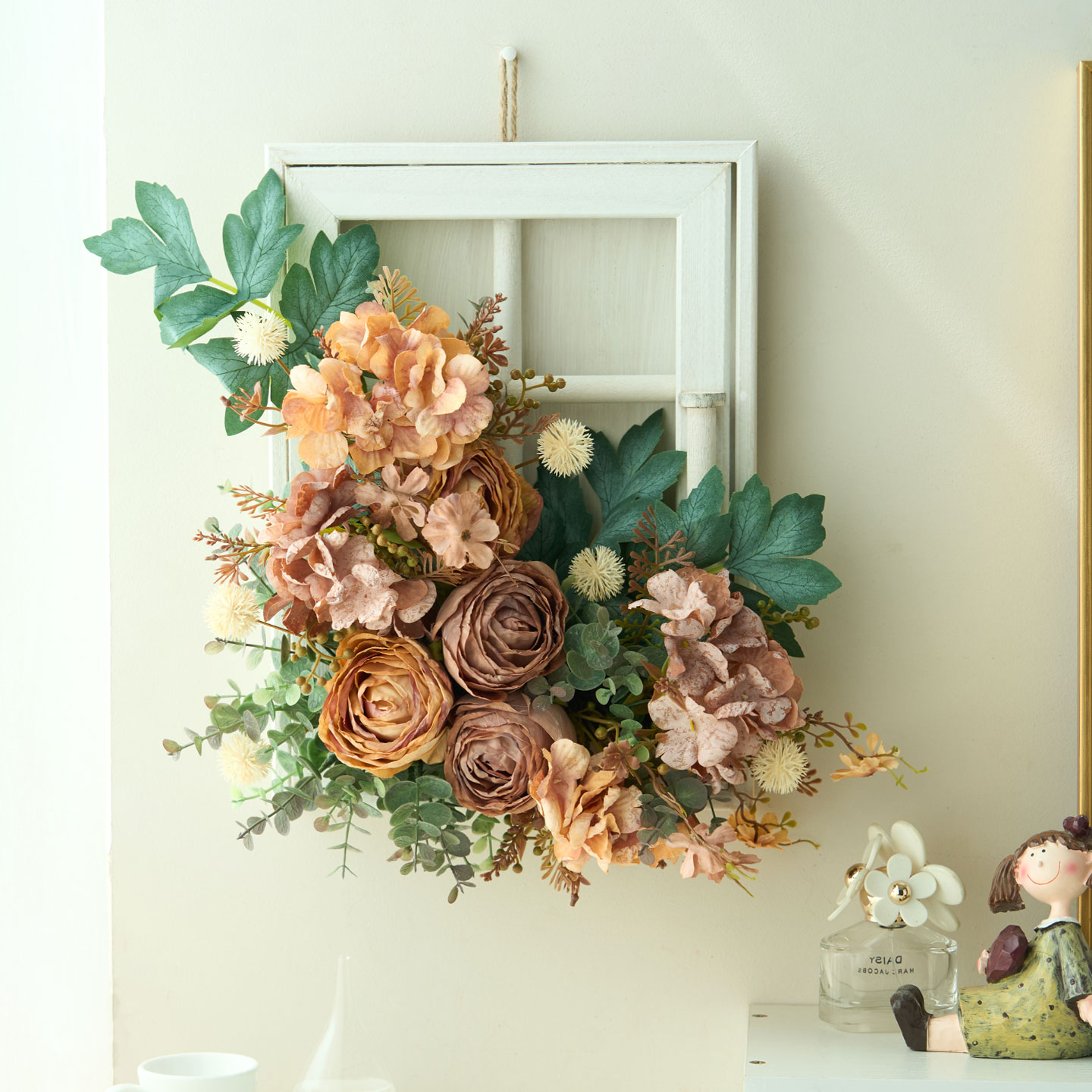 复古法式玫瑰仿真花挂壁装饰