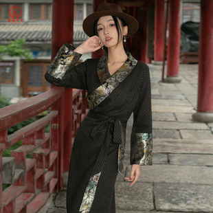 密西可可藏族服女秋冬保暖藏装博拉裙藏式旅拍拼接原创藏服拉萨服