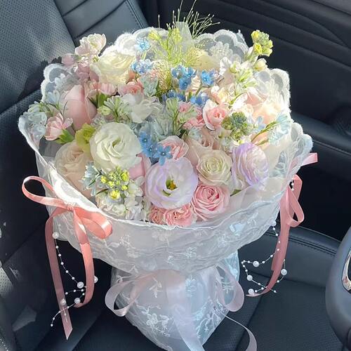 玫瑰多巴胺混搭女友生日花束鲜花速递同城上海广州深圳花店配送