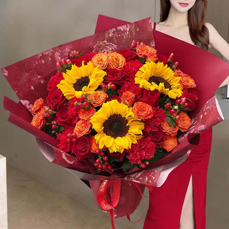 母亲节长辈妈妈康乃馨百合花束玫瑰生日鲜花速递同城郑州广州北京