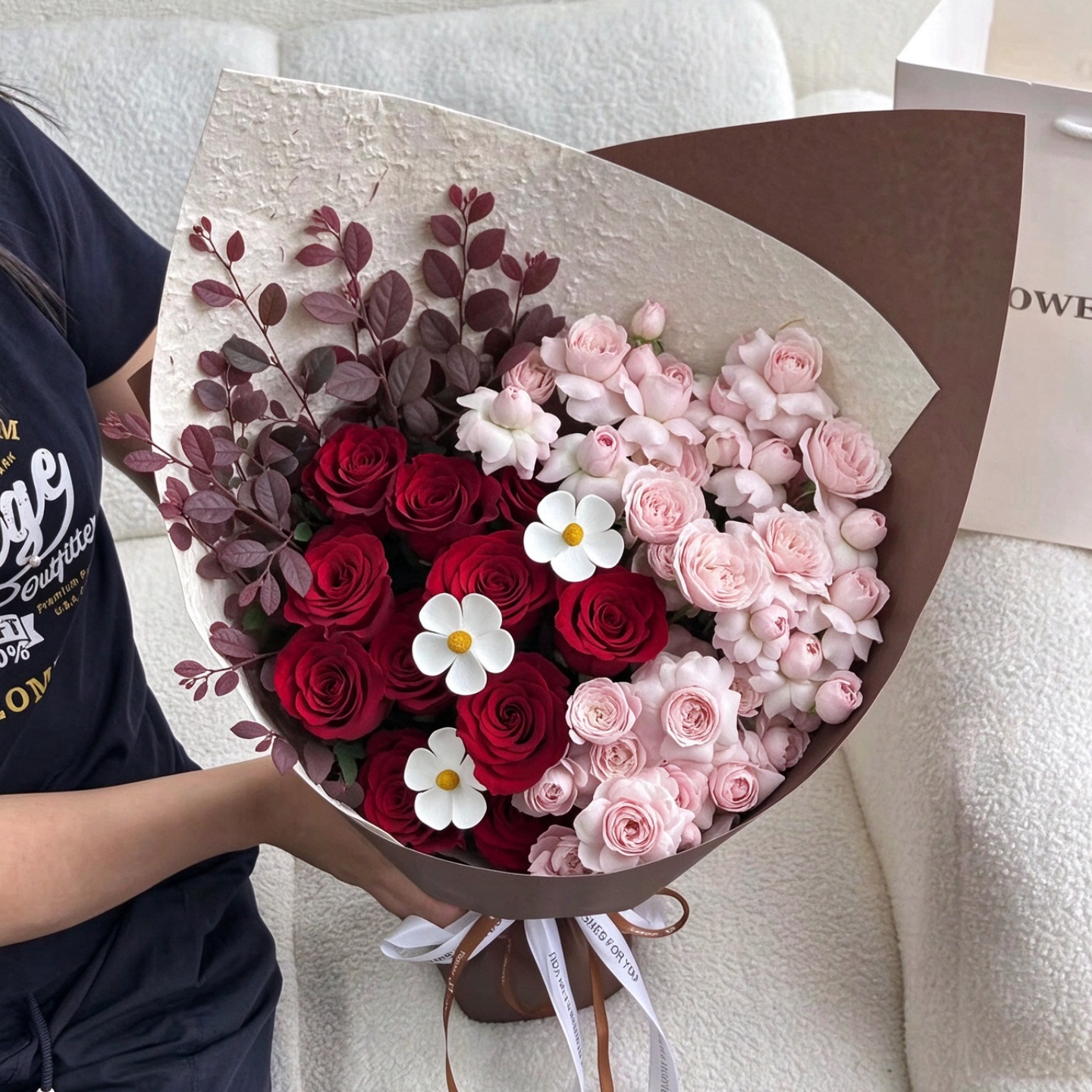 仙子之吻多头玫瑰泡泡花束生日鲜花速递同城北京上海店送女友礼物