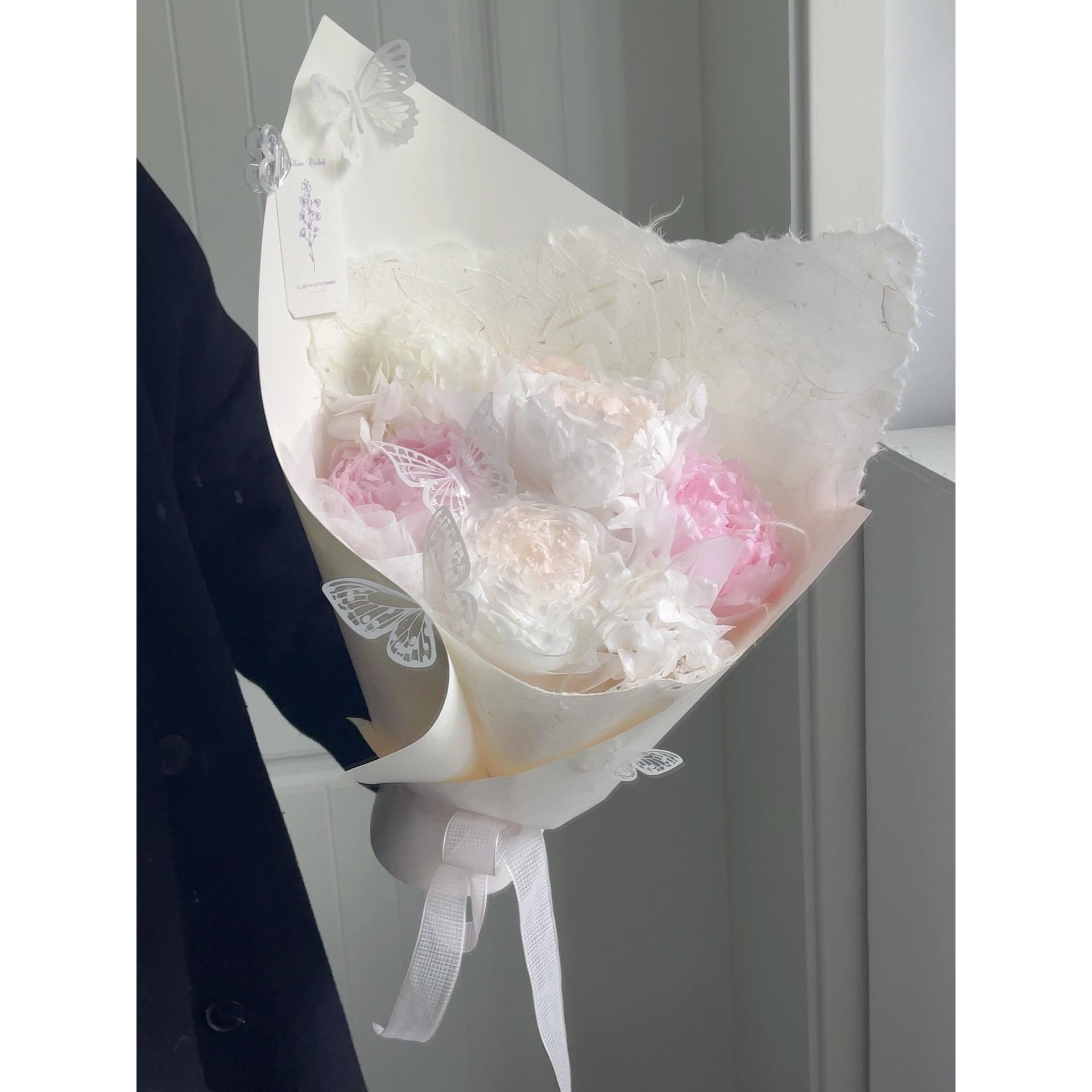 永生芍药干花花束侘寂风高级感永生花送女友求婚告白表白真花风干