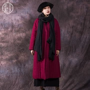 Phụ nữ gốc cotton và vải lanh cotton văn học mùa đông thường áo khoác bông lớn áo dài nữ - Bông