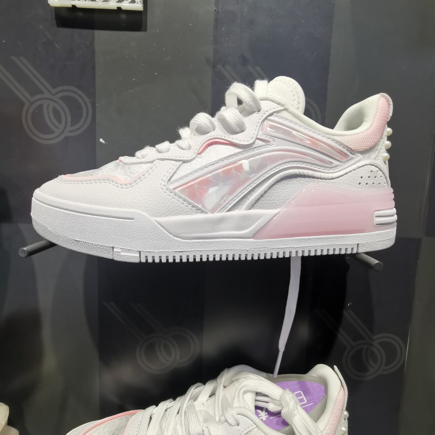 李宁板鞋女子2022新款樱花限定版惟吾V1樱花限定休闲鞋AGCS182