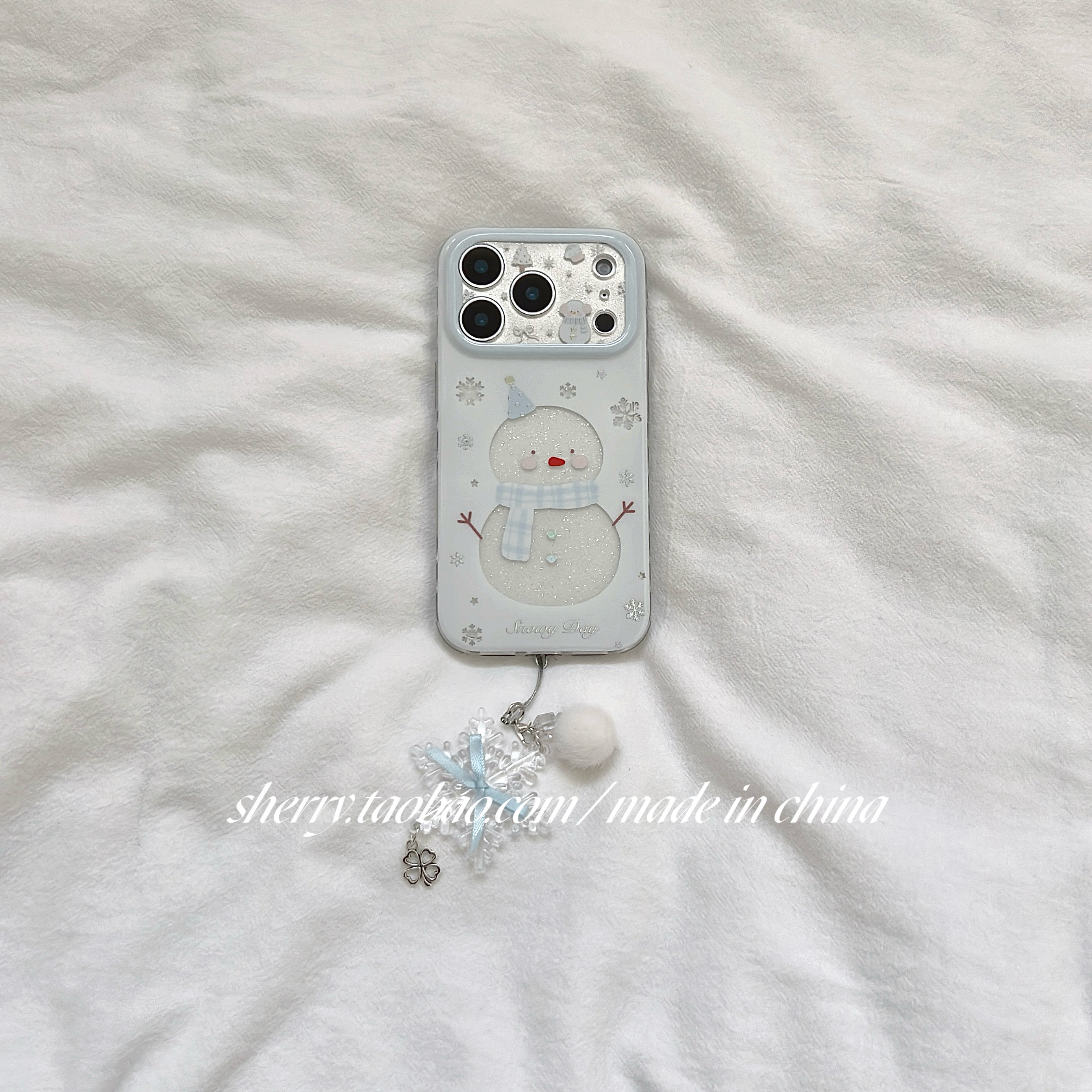 SHERRY*ins风浅蓝镂空细闪雪花雪人适用于苹果17ProMax手机壳iPhone16Pro小众少女心15简约14小清新卡通可爱,3C数码配件,手机保护套/壳,淘宝优惠券,粉丝福利购,淘宝优惠卷