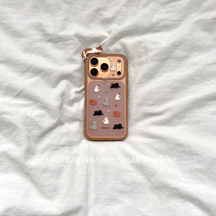 ins风棕色边半透磨砂立体猫咪适用于苹果17ProMax手机壳iPhone16Pro小众少女心15简约14清新卡通可爱 SHERRY