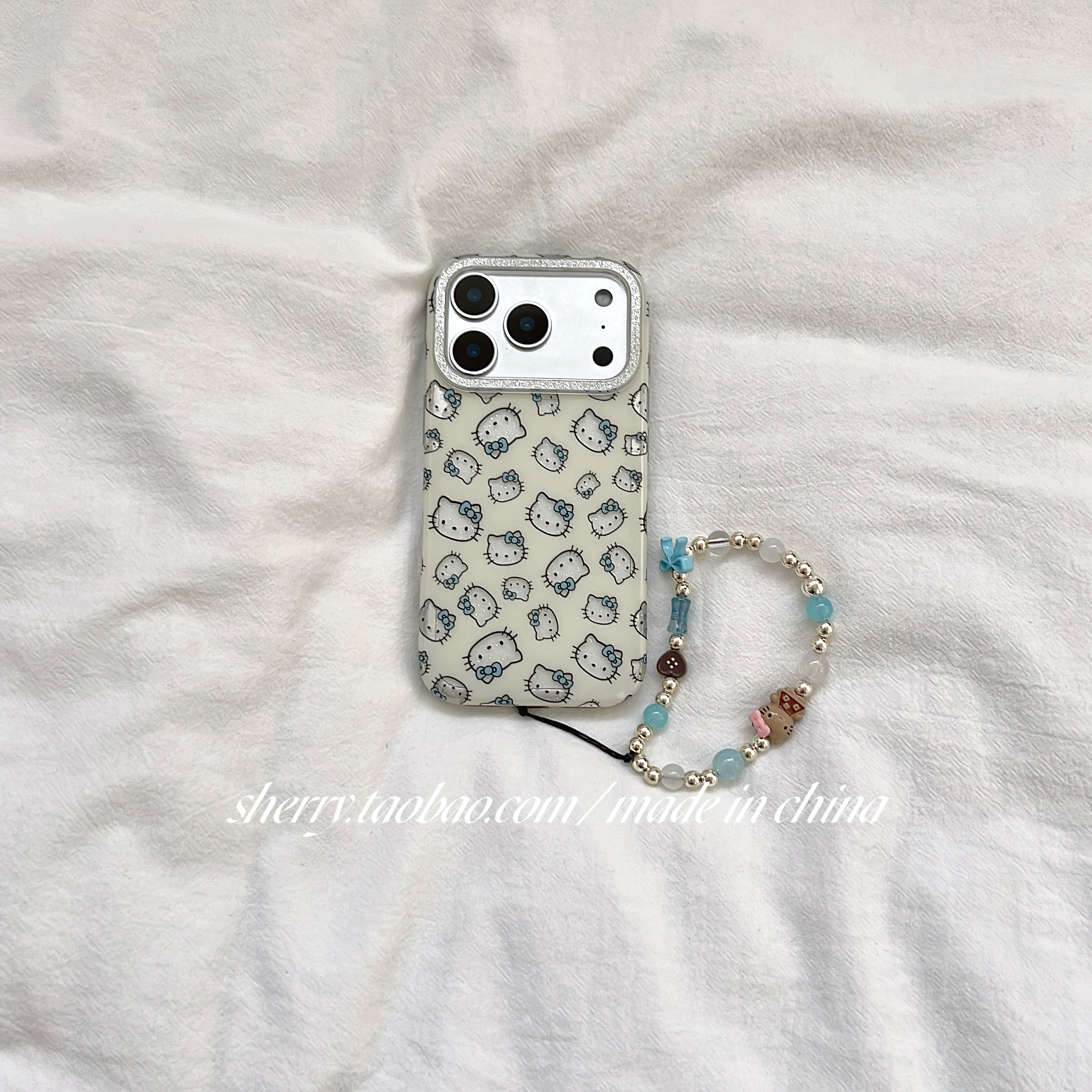 满屏镂空细闪kt猫手机壳可爱卡通