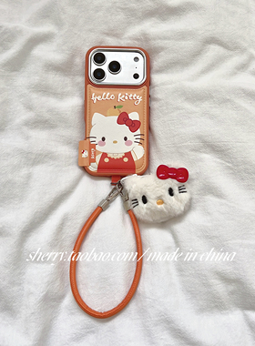 SHERRY*ins风橙色仿皮质橘子kt猫适用于苹果17ProMax手机壳iPhone16Pro小众少女心15简约14小清新卡通可爱萌