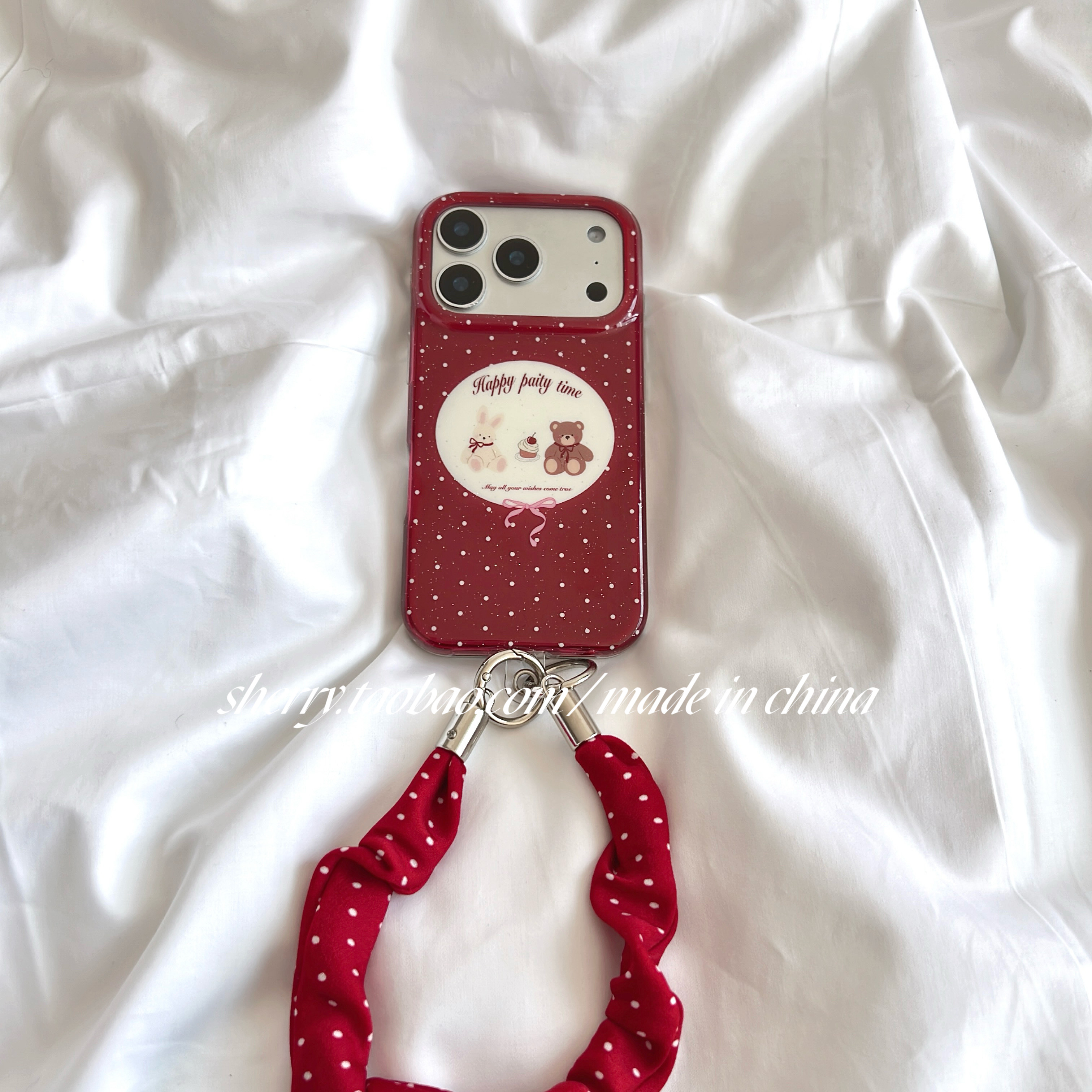 SHERRY*ins风新年红色波点小熊兔子适用于苹果17ProMax手机壳iPhone16Pro小众少女心15简约14小清新卡通可爱,3C数码配件,手机保护套/壳,淘宝优惠券,粉丝福利购,淘宝优惠卷