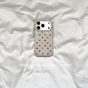 SHERRY 素适用于苹果17ProMax手机壳iPhone16Pro小众少女心15简约14小清新卡通可爱高级 ins风彩色鎏金波点元