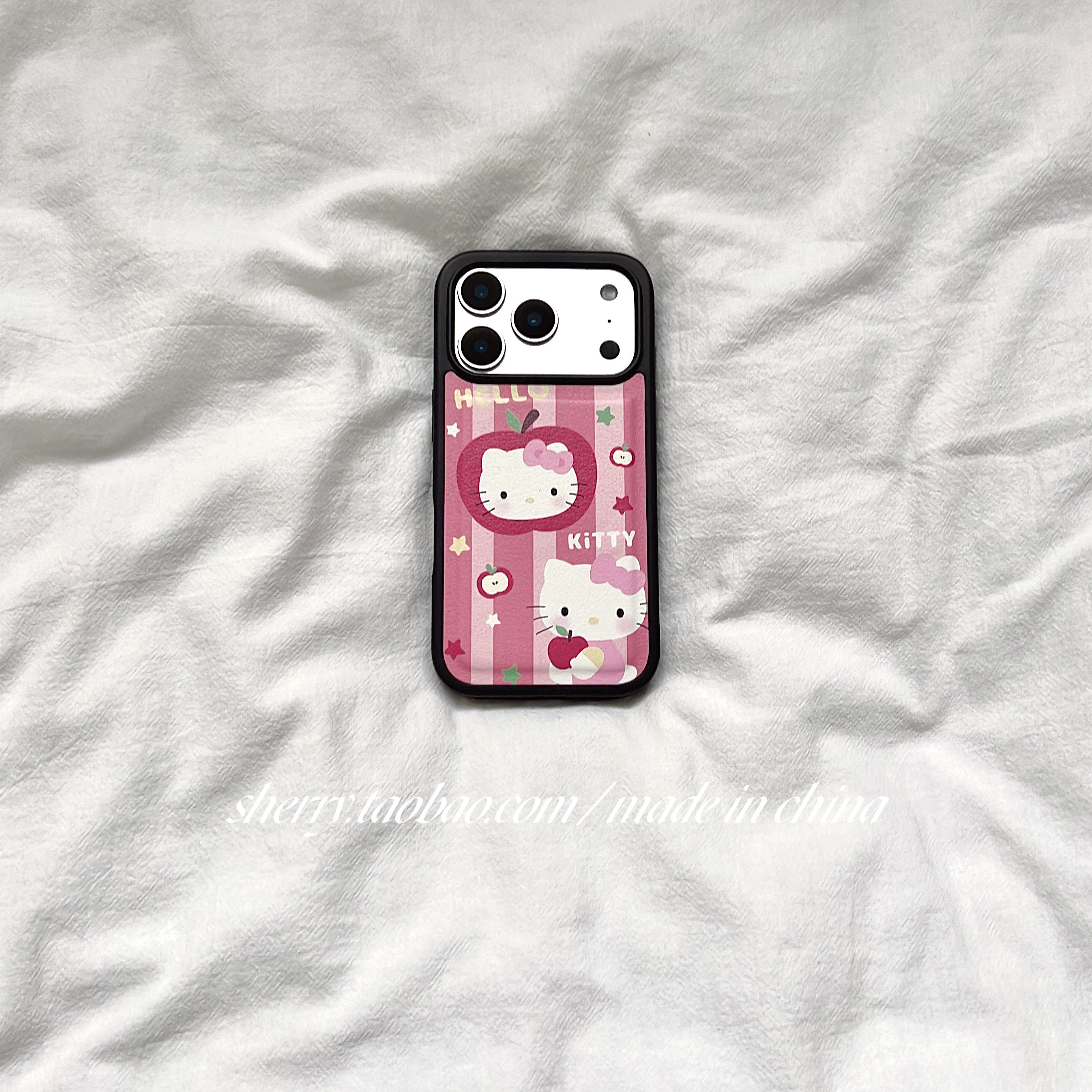 SHERRY*ins风仿皮条纹kt猫磁吸适用于苹果17ProMa