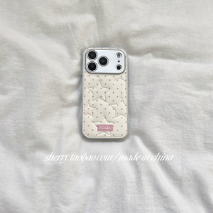 SHERRY ins风高级感白色压纹星星仿皮适用于苹果17ProMax手机壳iPhone16Pro小众少女心15简约14清新卡通可爱