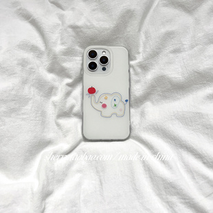 ins风白色肤感可爱彩色线条小象适用于苹果17ProMax手机壳iPhone16Pro小众少女心15简约14清新13卡通 SHERRY