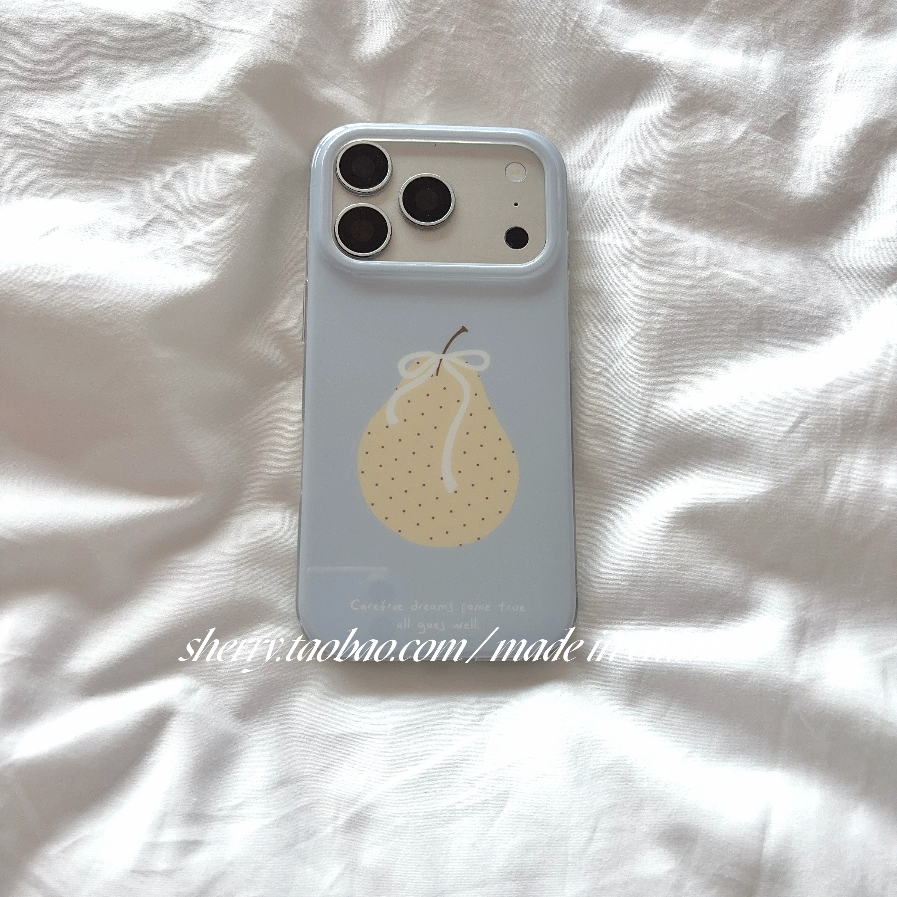 SHERRY*ins风春夏浅蓝色清新雪梨适用于苹果17ProMa