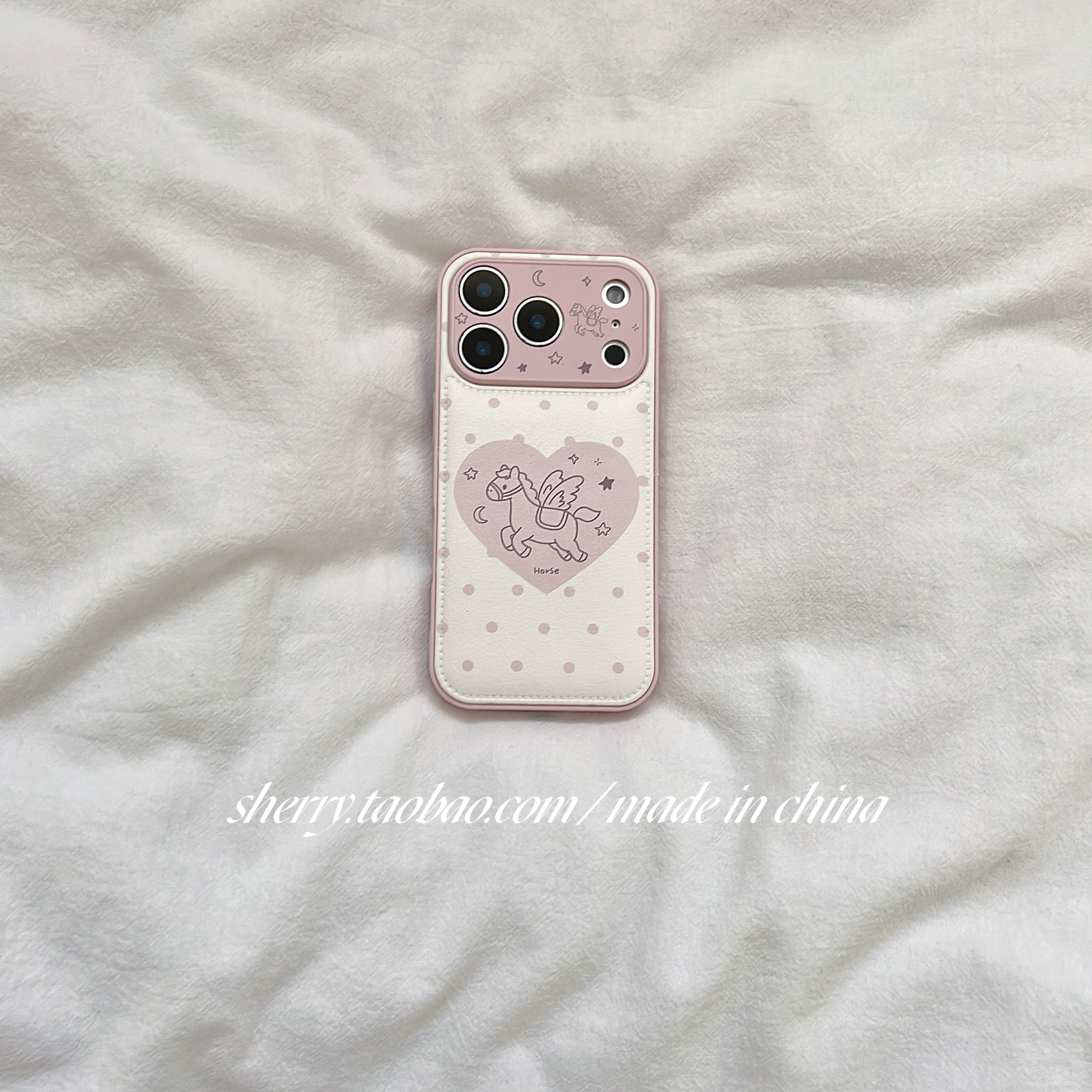 SHERRY*ins风粉白波点爱心小飞马新年适用于苹果17ProMax手机壳iPhone16Pro小众少女心15简约14清新卡通可爱,3C数码配件,手机保护套/壳,淘宝优惠券,粉丝福利购,淘宝优惠卷