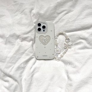 ins温柔白色镂空细闪爱心蝴蝶结适用于苹果17ProMax手机壳iPhone16Pro小众少女心15简约14清新13卡通 SHERRY