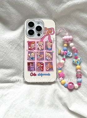 SHERRY*ins奶黄炫彩镭射漫画九宫格女孩适用于苹果16ProMax手机壳iPhone15Pro小众14少女心13简约12可爱卡通